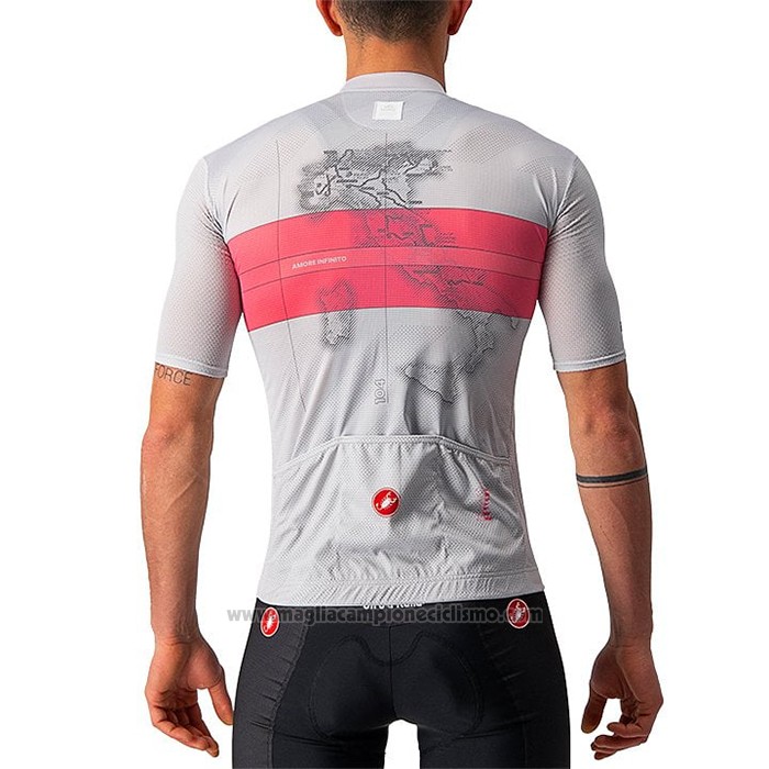 2021 Abbigliamento Ciclismo Giro d'Italia Bianco Rosa Manica Corta e Salopette